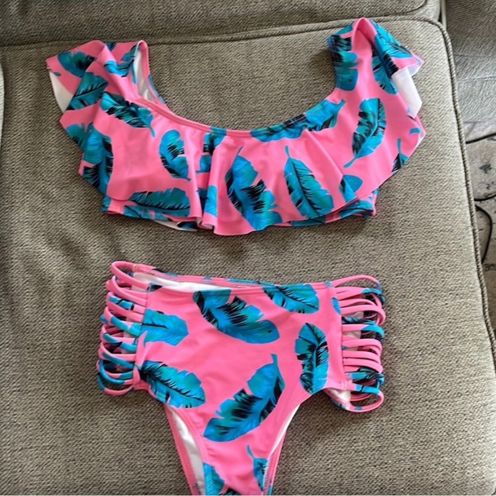 Pink Lily ruffle Swimsuit